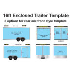 Enclosed 16ft trailer vector template