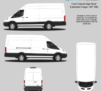 Ford Transit High Roof Extended Cargo 148” WB vector template