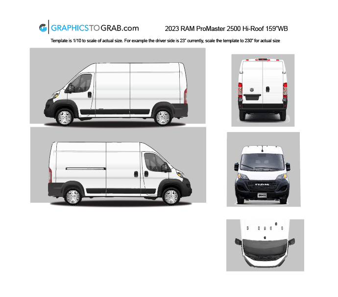 2023 RAM ProMaster 2500 Hi-Roof 159WB vector template