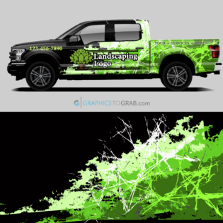 0000279- Landscaping wrap design - truck template-vehicle wrap-Ford-truck -GTG
