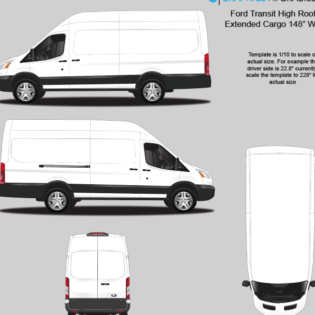 Ford Transit High Roof Extended Cargo 148” WB vector template