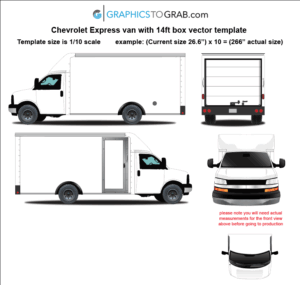 Chevy Express 14ft box truck vector template