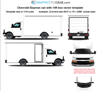 Chevy Express 14ft box truck vector template