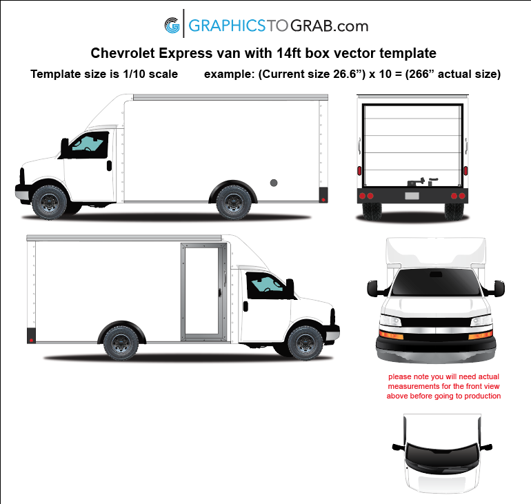 Chevy Express 14ft box truck vector template